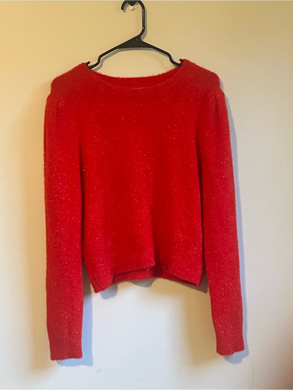 Steve Madden Red Sparkle Crewneck Sweater